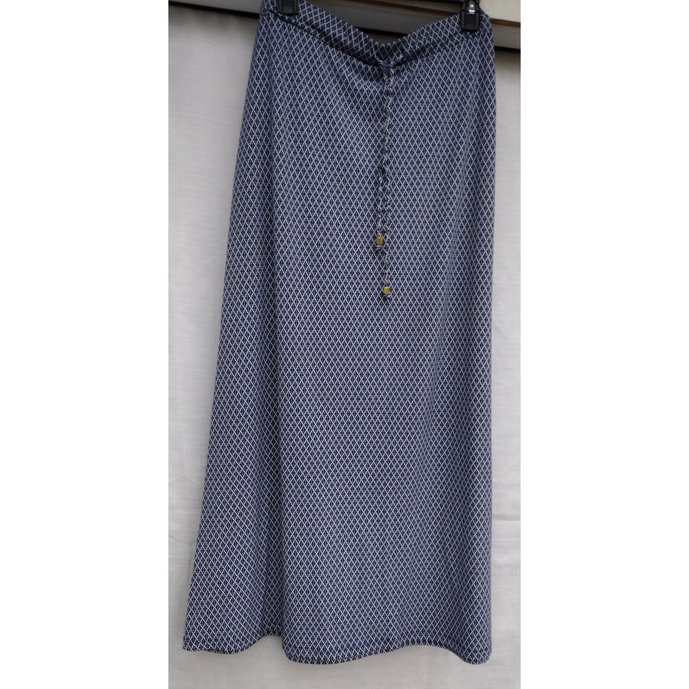 Michael Michael Kors Women's Large Blue White Stretch Drawstring Maxi Skirt